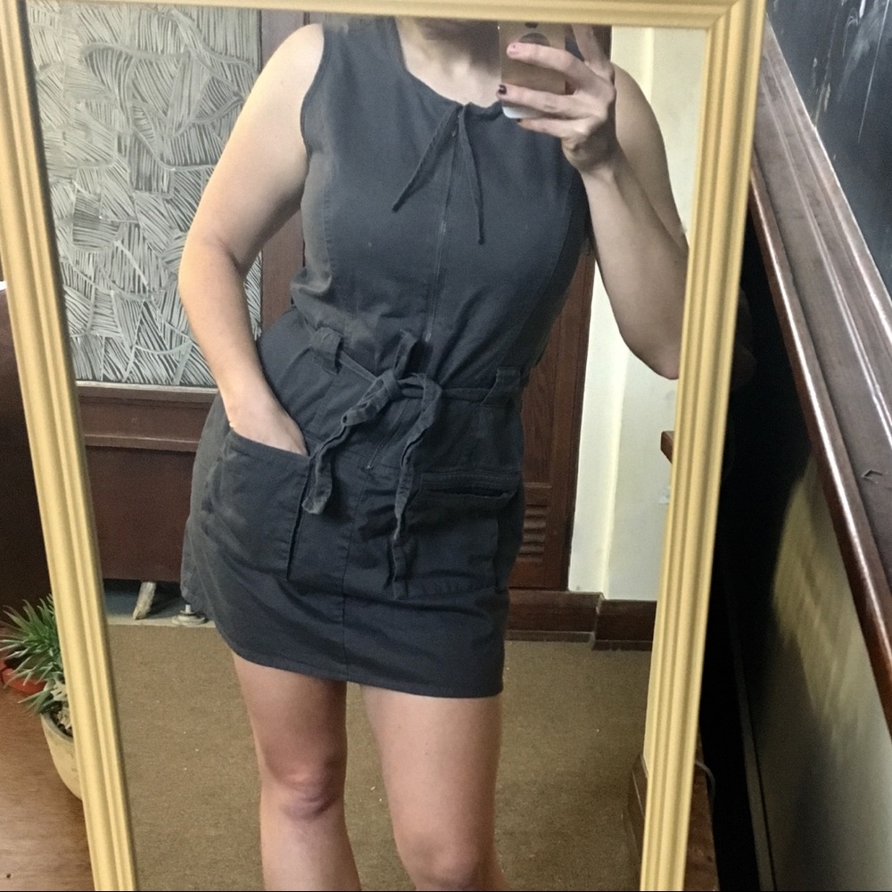 Gap cotton mechanic zipper tie dress minimal punk - Picture 4 of 4